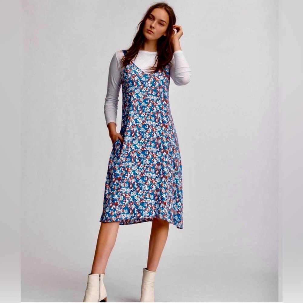 Rag & Bone Estell Dress Floral Crepe midi sundress.  Size M.